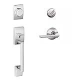 Schlage f93-cen-625-lat光沢クロム世紀ダミーHandleset with Latitudeレバー