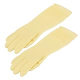 uxcell ゴム手袋 ゴム手袋 家事用 洗濯 洗浄 長いグラブ 男女通用 イエロー ゴム XL 40 x 13cm 1ペア