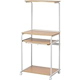 パソコンデスク/シンプルPCデスク 幅60cm 伸縮式棚収納/キャスター付き マウスパッド収納式 PD-192