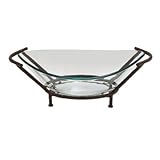 EcWorld Enterprises 7714586 Urban Designs The Liam Oval Glass Bowl Center Piece With Metal Stand