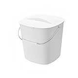 LIVIA プラスチック ごみ 缶 排水 ストレーナー かご 水切り ごみ バケツ 乾燥 湿った 分別 ごみ 缶 キッチン ごみ ゴミ箱 (ホワイト,大きい)