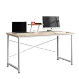 DlandHome オフィスデスク 机 パソコンデスク(幅140×奥行60×高さ75cm) テーブル 勉強机 大人 ワークデスク (ナチュラル, 140cm)
