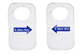 Twins Baby Bibs (Set Of 2) It Was Him and It Was Him Bib Set by UKTwins