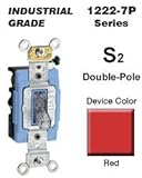 Leviton 1222-7PR 20 Amp, 277 Volt, Toggle Pilot Light, Neutral Double-Pole AC Quiet Switch, Extra He