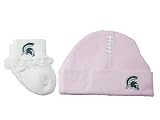 Michigan State SpartansピンクFootball幼児新生児帽子ブーティベビーギフトボックス