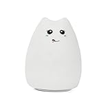 meiyiu LED充電式夜間ライトウォームホワイトRGBマルチカラーUSBポートポータブルシリコンソフトベビーNurseryランプ( Greedy Cat )