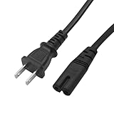 1.5M 7A/125V AC電源ケーブル メガネ型コネクター・プラグ 電源コード 2P・ストレートコネクタ 電源コード 2ピンプラグ(オス)⇔2ピンソケット(メス) ストレートタイプ ノートパソコンアダプター ACコンセント