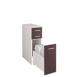 ダストボックス付き隙間ラック　　ダークブラウン　Ｃ／上棚なし・２分別