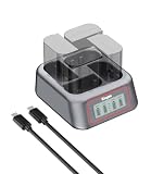 King Ma LP-E6 充電器 4 スロット LP-E6/LP-E6N/LP-E6NH/LP-E6P バッテリー対応 PD 45W急速充電 + LCD充電状態表示付き 対応Canon EOS R6/R5C/R5/R7/5D Mark II/III/IV/6D/6D II/7D/60D/70D/80D
