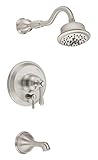 Danze D512157BNT Opulence Single Handle Tub and Shower Trim Kit with Efficient Flow Showerhead, Brus