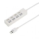 YAZAWA(ヤザワコーポレーション) 雷ガード・個別スイッチ付 抜け止めタップ 4個口 2m Y02KN442 WH・ホワイト