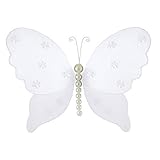 The Butterfly Grove Isabella Pearl Butterfly Decoration 3D Hanging Mesh Organza Nylon Decor, Plumeri