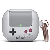 elago AW5 AirPods第3世代ケース(2021)対応 クラシック ハンドヘルド ゲーム機デザイン ケース Apple AirPods 3 対応 カラビナ付き (ライトグレー)