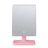 LEDのメイクミラーインテリジェントな調光デスクトップランプ美容院結婚式の姫のミラーポータブル高精細ストレージランプミラー ( 色 : ピンク ぴんく )