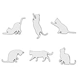Catland 車 ステッカー 猫 エンブレムチャーム ねこ エンブレム かわいい おしゃれ プレートステッカー カーステッカー 3D 金属製 防水 猫型 デカール シール ラベル 車用 バイク 自転車 スーツケース 装飾 カスタム パーツ 飾り シルバー 6個入り