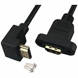KKM-ラブショー 0.3m 0.5m短いHDMI ケーブル固定可能，4k /1080PHDMI 延長ケーブル, HDMI 1.4オス-メス 90度L字型上下左右向きHDMI 延長ケーブル 高速HDMI変換4K 60Hz HDMI 1.4ケーブルPS4/PS3 Fire TV Stick、HDTV、PC、Switch、PC等対応 (下L, 0.5m)