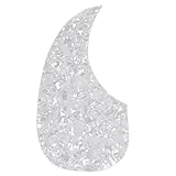 Musiclily オーバーサイズ D-28タイプ左利きのアコースティックギター用ピックガード、ホワイトパール