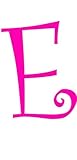 E - MONOGRAM LETTER CURLZ DECAL 3 TALL HOT PINK - manufactured & sold by EYECANDY DECALS only by Eye