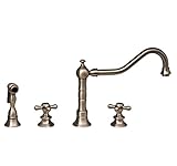 Whitehaus WHKCR3-4400-PTR Vintage Iii 10 1/2-Inch Widespread Faucet with Long Traditional Swivel Spo