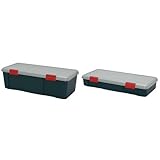 『 ボックス RVBOX 900D グレー/ダークグリーン 幅90ｘ奥行40ｘ高さ28cm』と『 ボックス RVBOX 900F グレー/ダークグリーン 幅90×奥行40×高さ15.5cm』のセット
