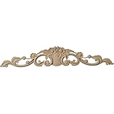 Ekena Millwork ONL36X06X01BRLW Large Bradford Flower Basket Center with Scrolls, 36 1/2-Inch x 6 1/4