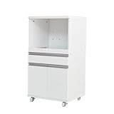 ホワイト/54cm レンジ台キャスター付き レンジカウンター カウンター レンジボード スライド キッチンボード Oliva/Laurel キッチン収納 食器棚 レンジ台 レンジ収納 収