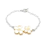 2連 桜 夜光貝 ブレスレット SV925 チェーン