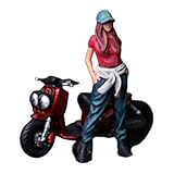 amleso 1:64 オートバイモデル 樹脂フィギュア付き 手描き 小さな人物シーン小道具 家庭用, 女の子