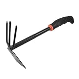 uxcell 黒ゴム　滑り止めハンドル　金属　二つ先　土ならしやすき　庭造り手工具　園芸ツール