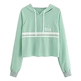 パーカー レディース トップス Glennoky ストライプ柄 ショート丈シャツ 少女 運動風 シンプル ブラウス スウェットパーカー ドローストリング フーデッド レディースパーカー スウェットシャ