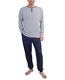 [Yoimira] パジャマ メンズ 春 夏 長袖 長ズボンセット ストライプ柄 薄手 柔らかい 吸汗通気 ストレッチ ルームウェア 紳士 部屋着 寝間着