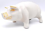 IwgacアンティークホワイトCast Iron Pig彫刻、貯金箱