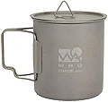 WAQ チタンマグカップ 450ml (蓋付き) キャンプ用 直火 シングル チタンマグ WAQ-TM1