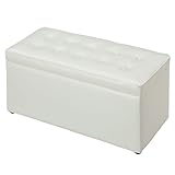 スツール ベンチ 収納 ボックス 足置き 完成品 オットマン 物入れ 幅77×高さ37cm フェイクレザー ホワイト