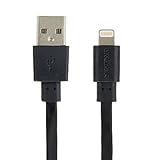 ヤザワ ライトニングコネクタケーブル 1.2m 平型タイプ ブラック MLLF12BK