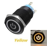 Sndy 12v 5 ピン 19 mm Led 金属プッシュボタン瞬間電源スイッチ防水スイッチ黒 - 黄色
