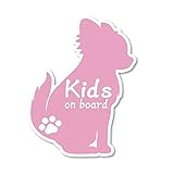 SignStore チワワのシルエットステッカー Baby on board 約14.5cm×11cm おしゃれ オリジナル シール かわいい ネコ グッズ ステッカー 車 日本製 防水 car_character_08_Kids (ピンク)