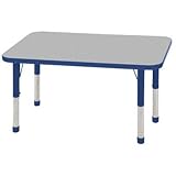 ECR4Kids 36" x 72" Rectangular Activity Table, Chunky Legs (Gray Top/Blue Edge) [並行輸入品]