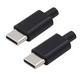 chenyang USB C DIYコネクター USB 3.1 Type C 24ピン PD100W オスプラグポート修理 交換用はんだアダプター PCBボード付き ブラックハウジング 2個パック