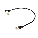 SinLoon 90度直角Cat8イーサネットケーブル、高速40Gbps 2000Mhzケーブル、金メッキプラグSFTPケーブルCat8 RJ45コネクタゲームLAN ケーブル、PC、ルータに使用します（Left 0.3M/1FT）