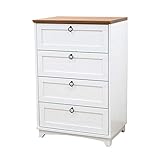 チェスト 白 幅60cm 4段 木製 引出し4杯 ホワイトウォッシュ フレンチスタイル カントリー調 白家具