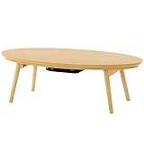 完成品 折りたたみ こたつ オールシーズン テーブル ちゃぶ台 机 丸型 〔楕円形直径120cm〕 ナチュラル