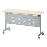 オフィスコム 法人様向け 会議用テーブル スタッキングテーブル 幕板付 幅1200×奥行450mm 中棚付 キャスター付 ナチュラル×シルバー OC-MTS1245-M-NA