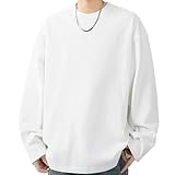 [Cailin Kailun] 長袖Tシャツ メンズ 綿100% 吸汗性 抗菌防臭 大きいサイズ 無地 丸首カットソー インナーシャツ シンプル オシャレ 春秋冬 ホワイト 3XL