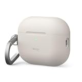 【elago】 AirPods Pro3 対応 ケース 耐衝撃 落下防止 カラビナ 付 おしゃれ シリコン カバー ワイヤレス充電 対応 シンプル シリコンケース [ AirPods Pro 3 エアーポッズプロ3 エアポッツプロ 第3世代 対応 ] case SILICONE HANG CASE ストーン