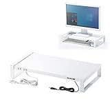 サンワサプライ アウトレット モニター台 机上台 電源タップ USBハブ 3ポート 幅50cm 奥行25cm スチール製 ホワイト MR-LC204WN