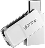Kodak コダック USB3.1対応 64GB Type-C + A デュアルUSBメモリ 金属製の360度回転デザイン2in1 OTG シルバー フラッシュドライブ EKMMD32GK223C(64G)