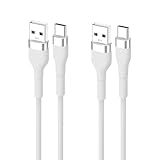 USB Type C ケーブル 0.5m 2本セット 短い SLEIJAOOE 絡まないケーブル シリコン素材採用 66W急速充電 USB-A to USB-C 高耐久 断線防止 USB2.0 データ転送 スマホ/タブレット/ゲーム機 等Type-C機器対応(ホワイト)