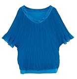【 アウトレット 】 Angeliebe エンジェリーベ マタニティ プリーツ トップ 妊婦服 産前 産後 半袖 フリー ロイヤル ブルー