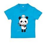 BabyChips panda-blue-(名入れ半袖ベビーTシャツ) 80 ターコイズ